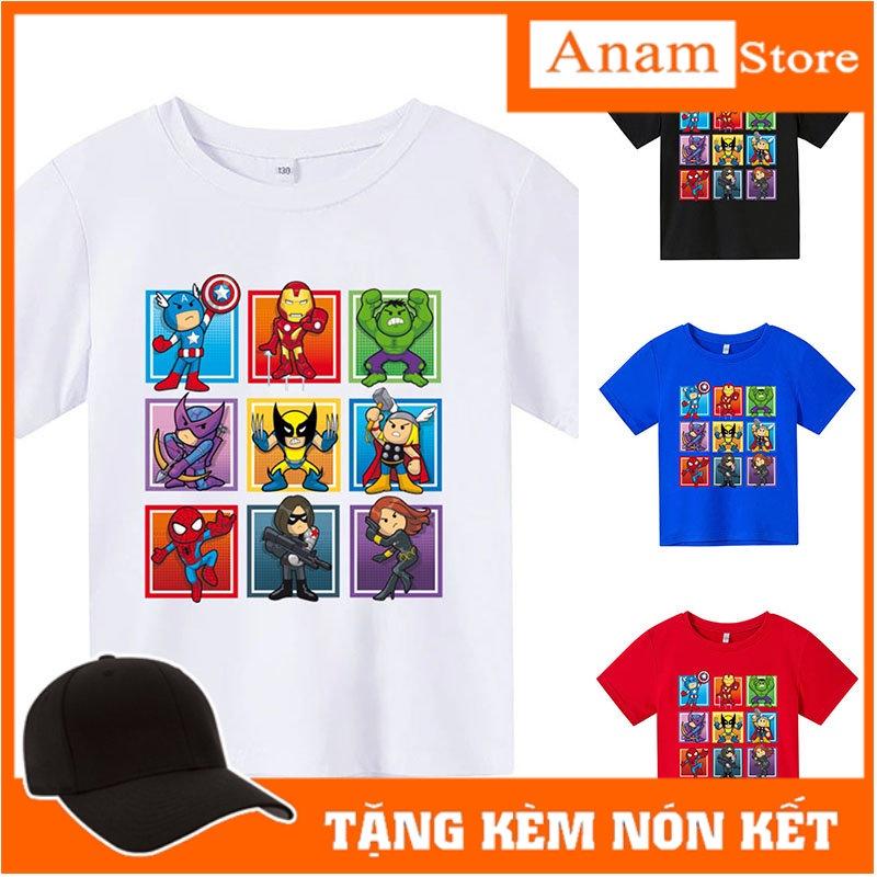 Áo thun cho bé, Áo thun trẻ em MARVEL CHIBI 2, 4 màu, có size người lớn, Anam Store