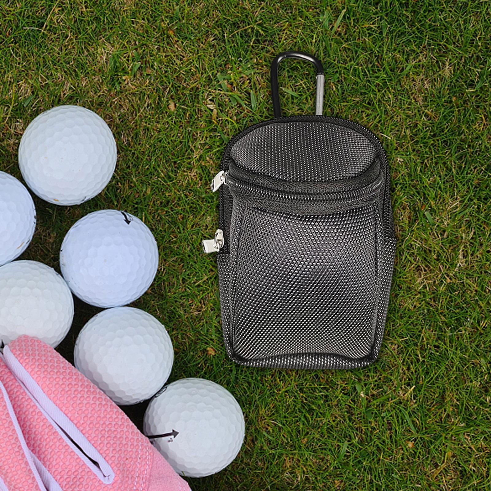 Golf Ball Pouch Golf Ball Carry Bag Lightweight Practical Golf Ball Storage Bag Two Zipper Pockets Golf Ball Case Golfer Gift