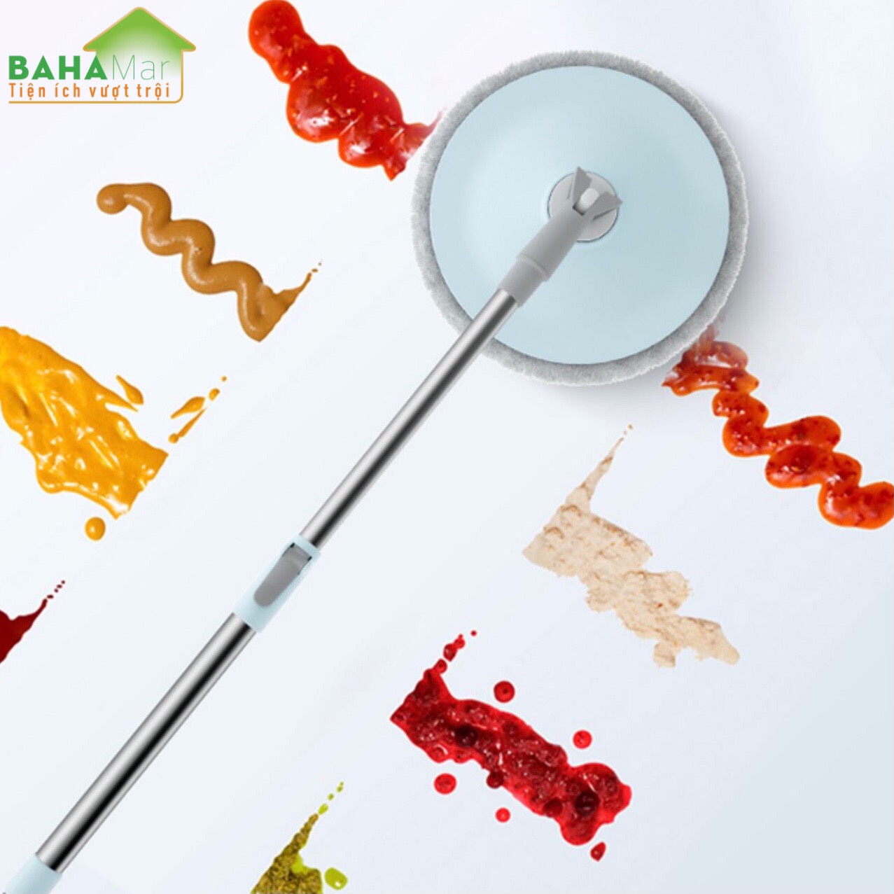 BỘ CÂY LAU SÀN CHẬU GIẶT VẮT GIẺ CÓ TÁCH BỎ NƯỚC BẨN BAHAMAR thuận tiện lau và giặt giẻ