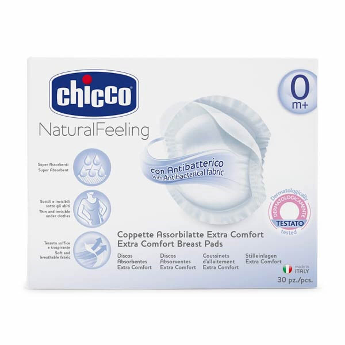 [ TẶNG QUÀ ] Miếng Lót Thấm Sữa Chống Khuẩn Chicco ( hộp 30 miếng ) - Tặng 10 túi trữ sữa unimom 210ml