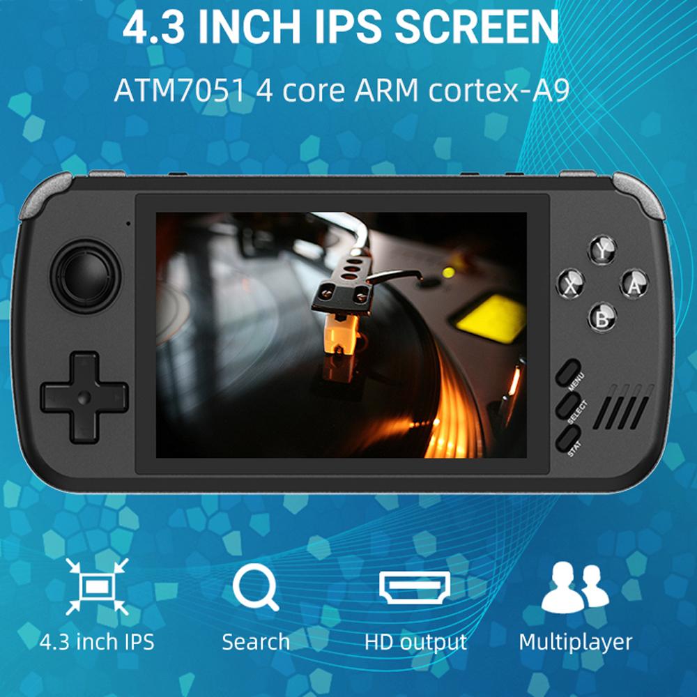 PowKiddy x39Pro 4.3 inch IPS Màn hình tay cầm tay chơi trò chơi video X39 Trò chơi retro PS1 Hỗ trợ Bộ điều khiển có dây Quà tặng Trẻ em