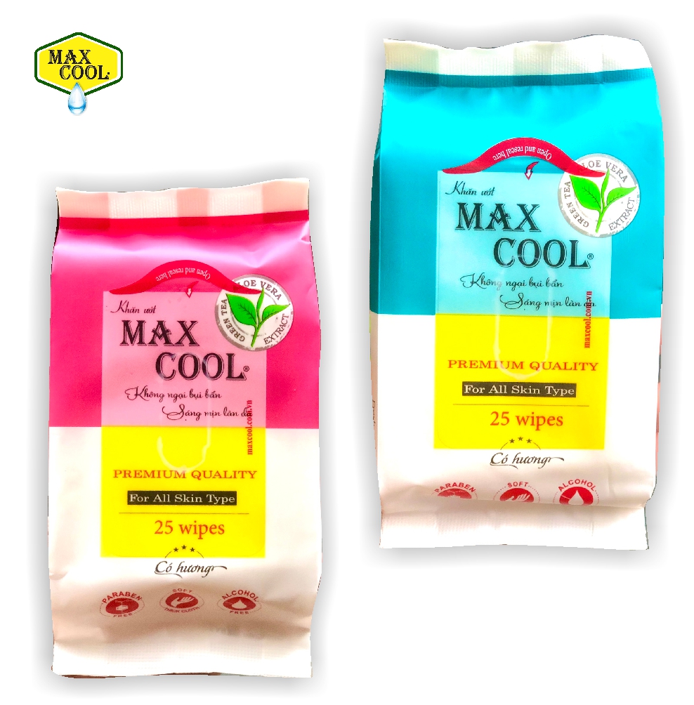 Combo 2 Gói Khăn Ướt Max Cool 25 Tờ Có Hương ( 25 Tờ x 2 )