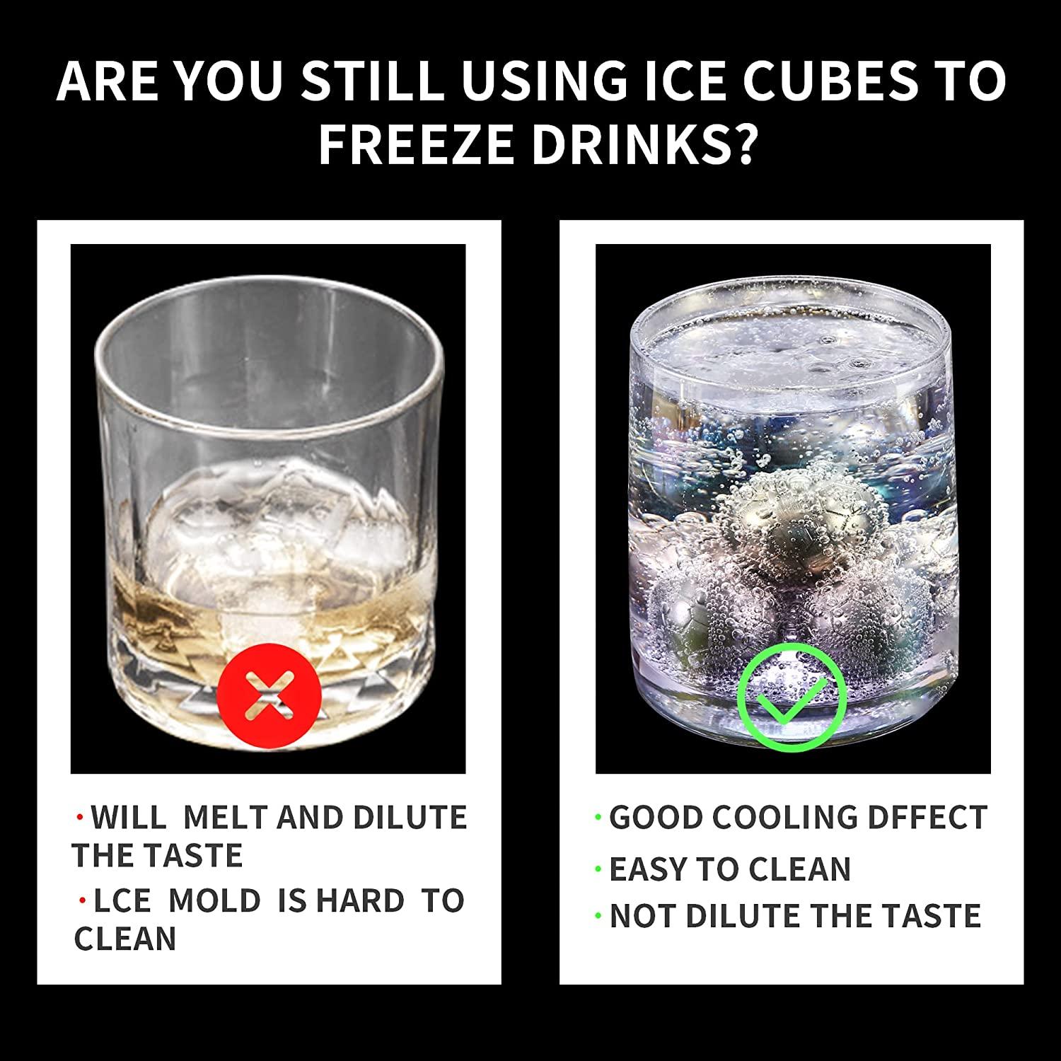 Các khối đá bằng thép không gỉ, 8 viên đá  có thể tái sử dụng với các clip, công nghệ làm mát cao, không pha loãng, cocktail làm mát, quà tặng nam