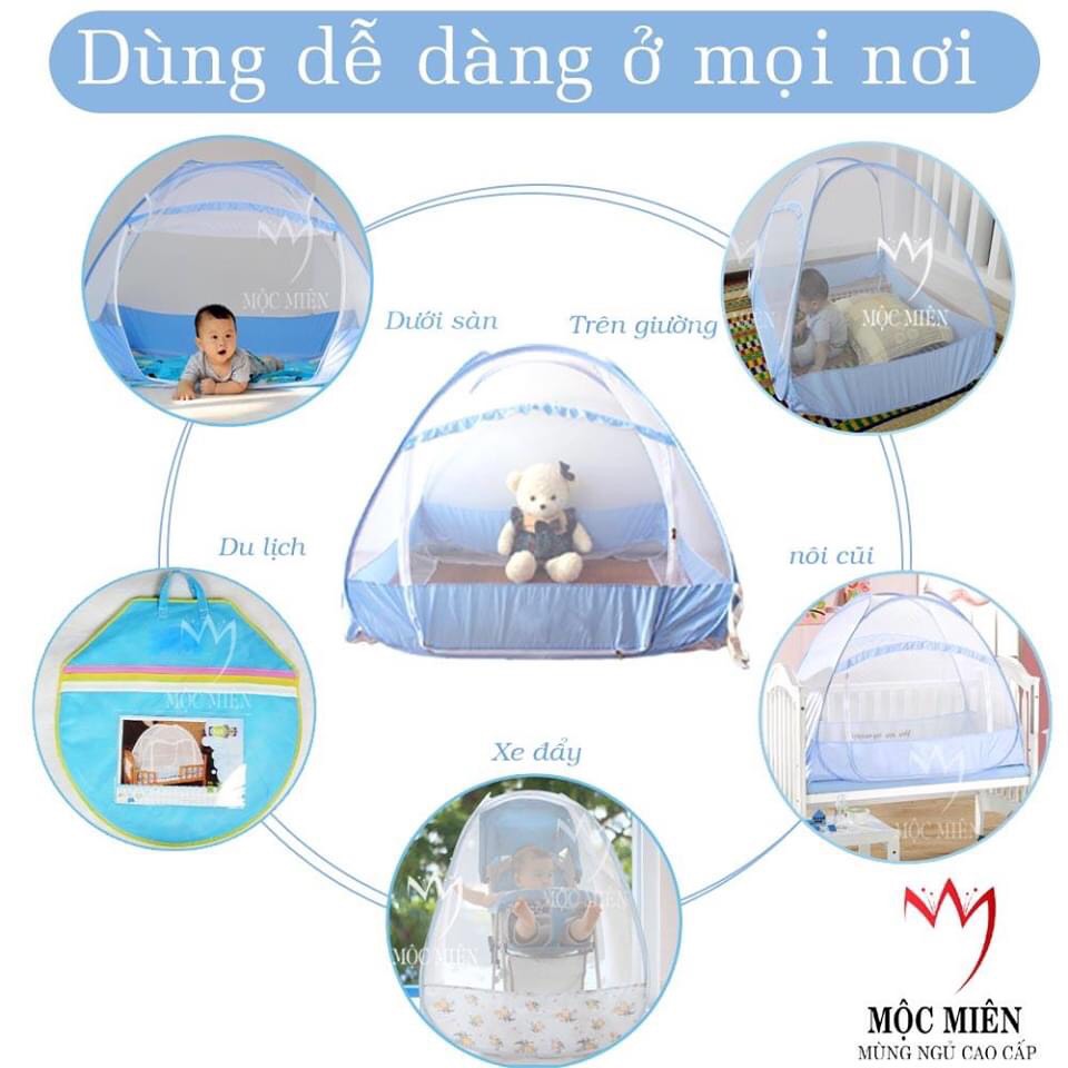 Màn Chụp , Mùng Chụp Cho Bé Cao Cấp Mộc Miên - Có Viền Chân 80x120cm