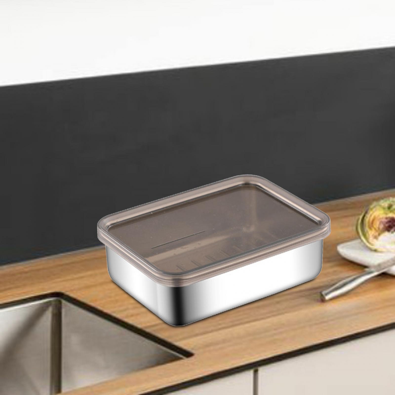 Stainless Steel Food Storage Container Bread Box for Picnic, Office, Travel