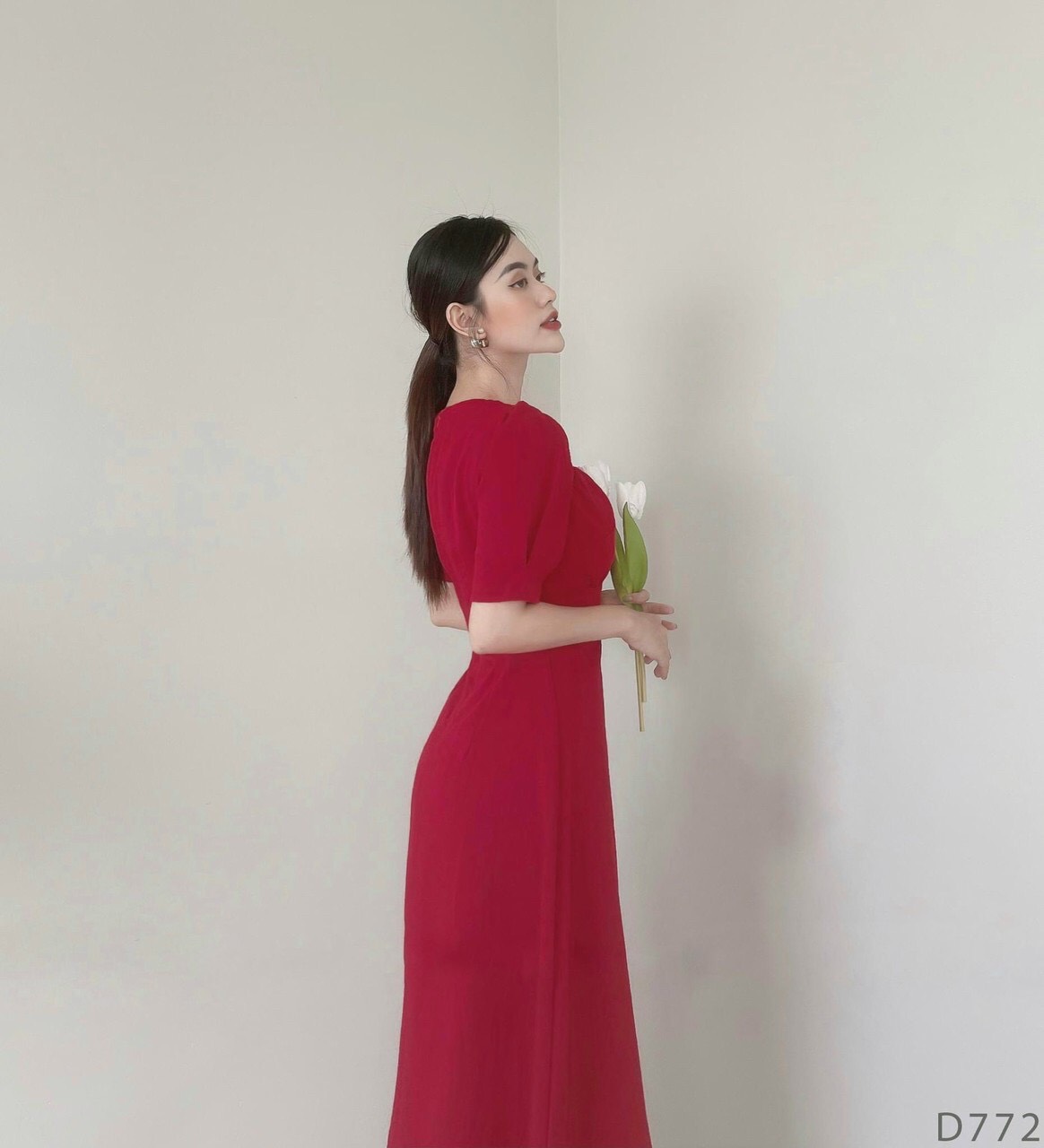 Đầm xoắn ngực dáng xòe - váy nữ dự tiệc sang chảnh