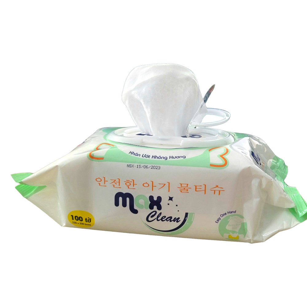 Combo 3 Gói Khăn Ướt Max Clean 100 Tờ Không Hương Tặng 1 Gói Cùng Loại