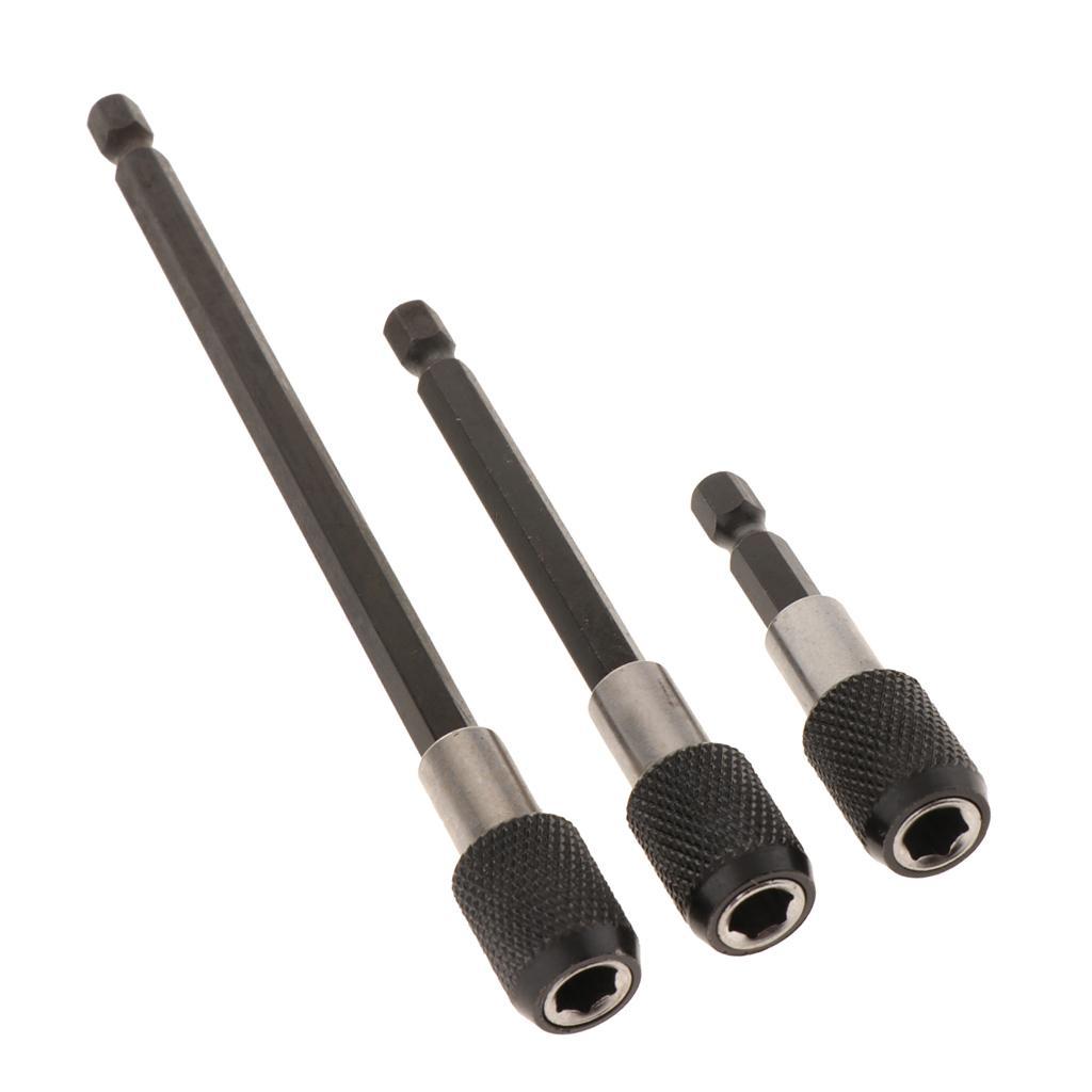 3Pcs 1/4 Screwdriver Extension Quick Release Hex Shank Holder Drill Bits