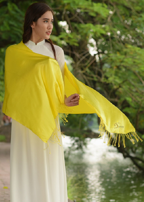 Khăn Choàng SenSilk Luxury 100% Lụa Bảo Lộc Border Lace Silk Scarf