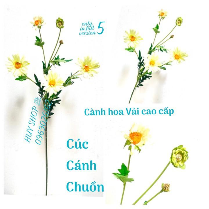 HOA GIẢ TRANG TRÍ - CÀNH HOA CÚC CÁNH CHUỒN VẢI CAO CẤP