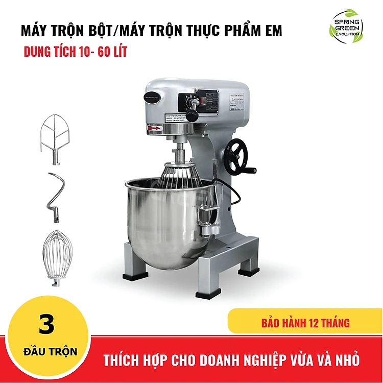 Máy Trộn Thực Phẩm, Máy Đánh Trứng, Nhào Bột EM10 (Loại 10L). Máy Dùng Cho Hộ Kinh Doanh, Gia Đình, Sản Xuất Công Nghiệp. Hàng Chính Hãng Thailand