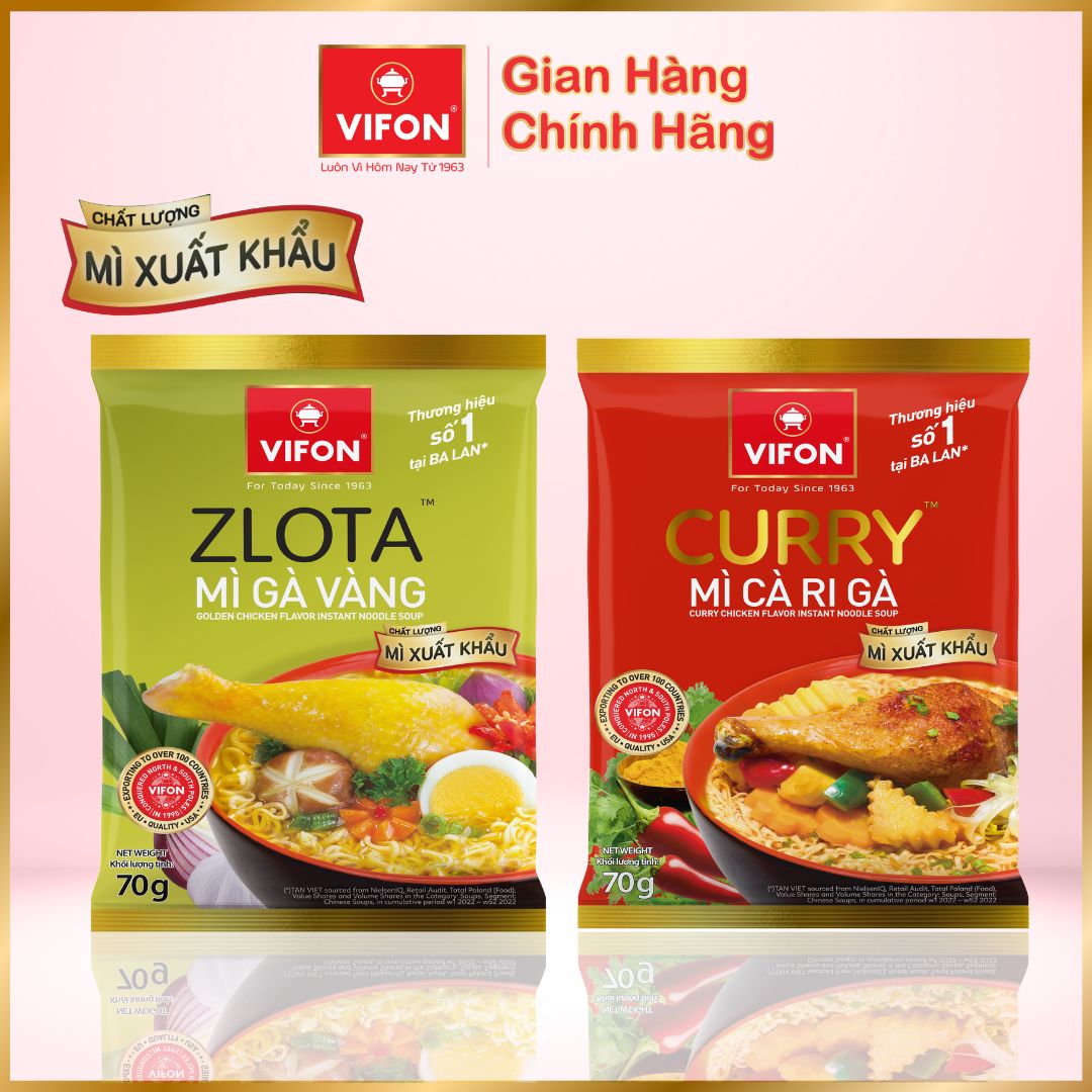 Thùng 24 gói mì xuất khẩu  Zlota gà vàng/ Curry cà ri gà 70gr/gói