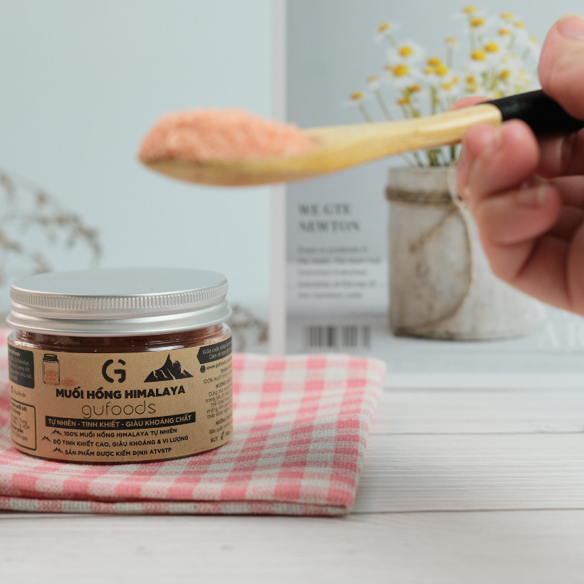 Muối hồng Himalaya GUfoods (dạng hạt mịn) - Tự nhiên, Giàu khoáng chất vi lượng, Không phụ gia, Không tinh chế