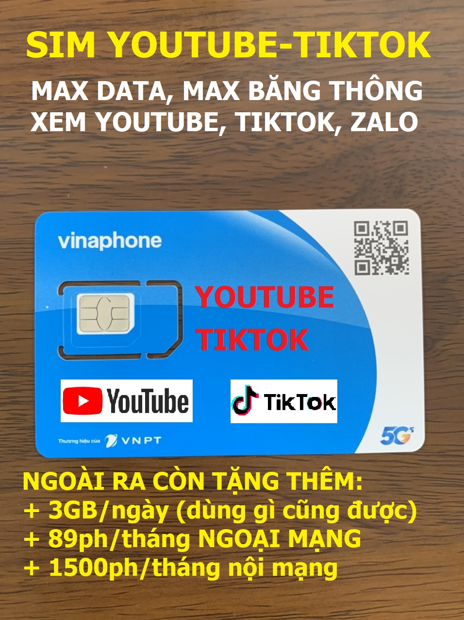 Sim 4G Vinaphone D89Y: KM 3GB/NGÀY, Gọi miễn phí, FREE Toàn bộ Data xem Youtube, TikTok với tốc độ cao, MAX băng thông, Max dung lượng-Dùng Toàn Quốc-Hàng chính hãng