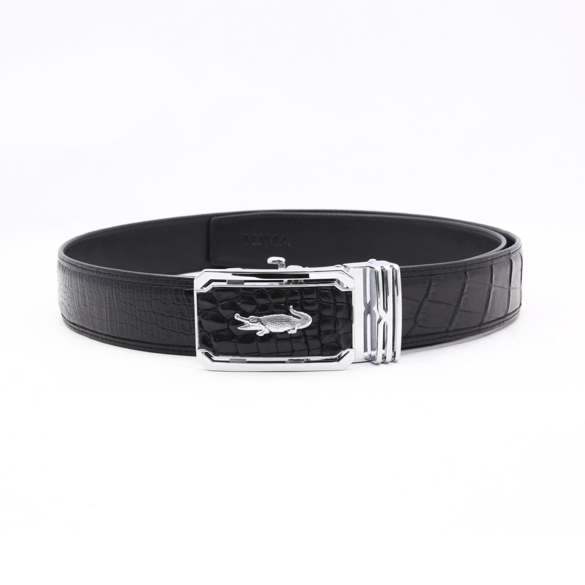 Thắt Lưng Nam Da Cá Sấu Thật KEM Leather Dây Nịt Da Cá Sấu Thật Dây Liền Nguyên Con Phần Da Bụng Trơn Màu Đen Cao Cấp KEMTL01 Bảo Hành Chính Hãng 24 Tháng
