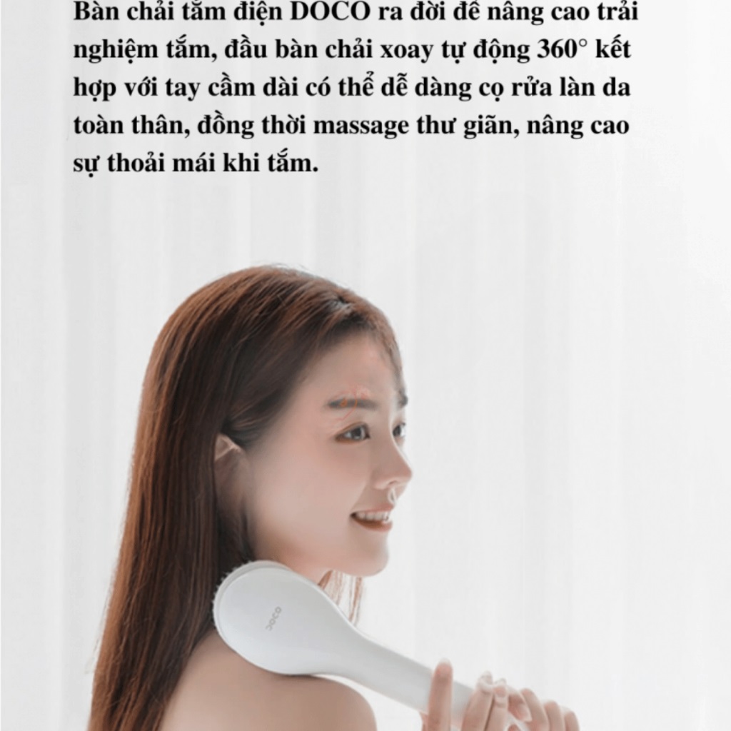 Bàn chải tắm điện Sothing Doco, tẩy tế bào chết, chăm sóc da cho nam nữ- Hàng chính hãng
