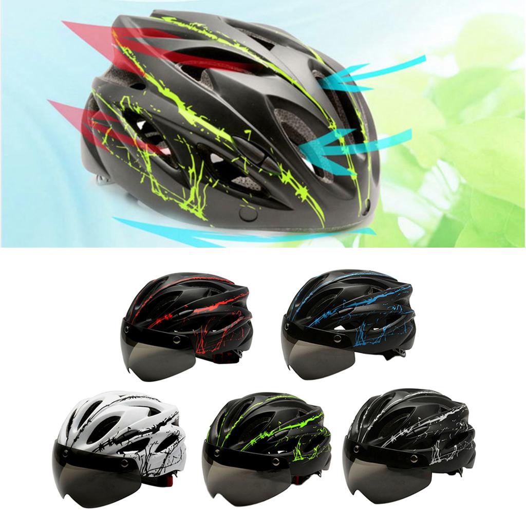 Adult Bike Helmet Women Men Bicycle Helmet with Magnetic Goggles Black Red