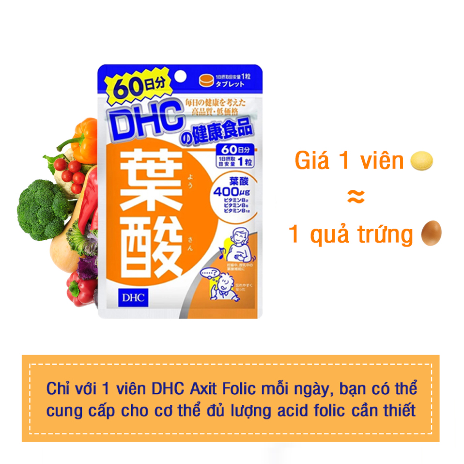Viên uống Acid Folic DHC Nhật Bản dành cho bà bầu thực phẩm chức năng 30 ngày JN-DHC-FOL30