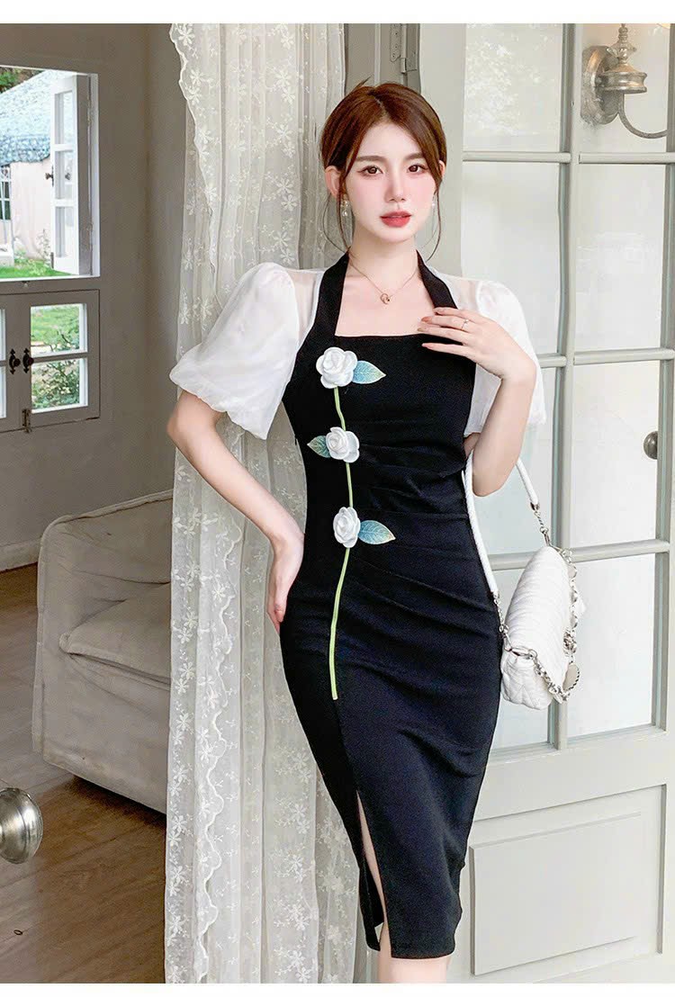 ĐẦM BODY THUN THÊU HOA SIÊU ĐẸP