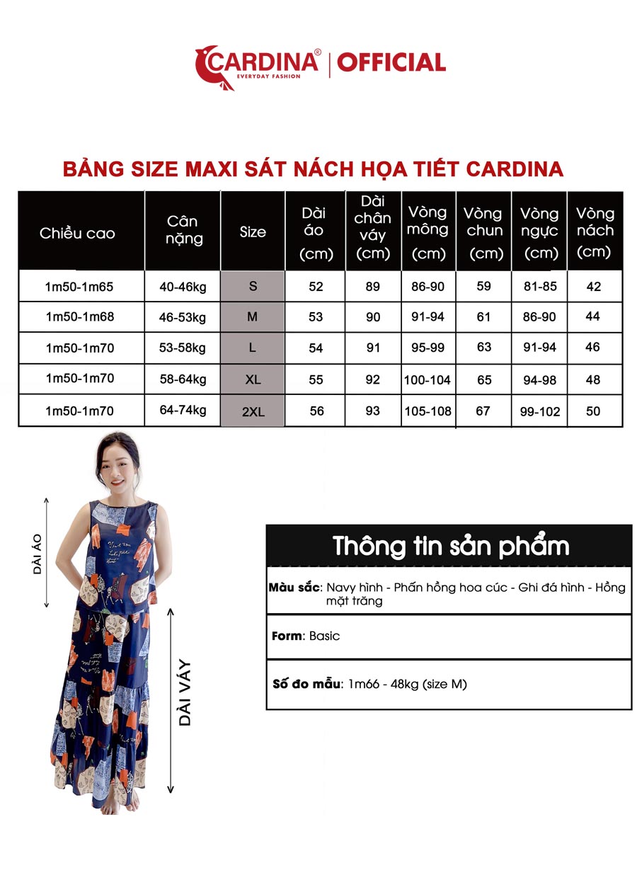 Set Đồ Nữ CARDINA Chất Lụa Satin Nhật Cao Cấp Áo Sát Nách Chân Váy Maxi Họa Tiết Trẻ Trung 2VS03