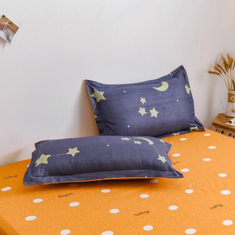 Bộ chăn ga Cotton Poly họa tiết trăng sao - phong cách Hàn Quốc