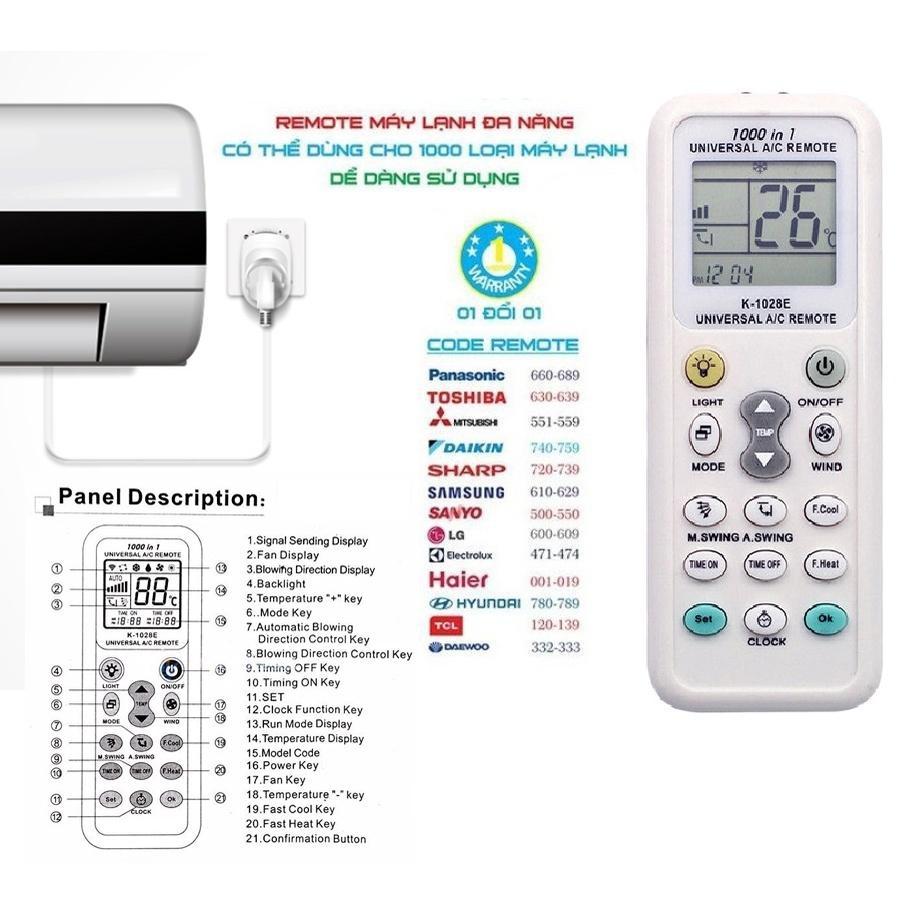 Điều khiển Remote tất cả máy lạnh hiện nay thay thế khi bị hư Remote cũ, nội địa Nhật loại tốt (Hàng Chính Hãng)