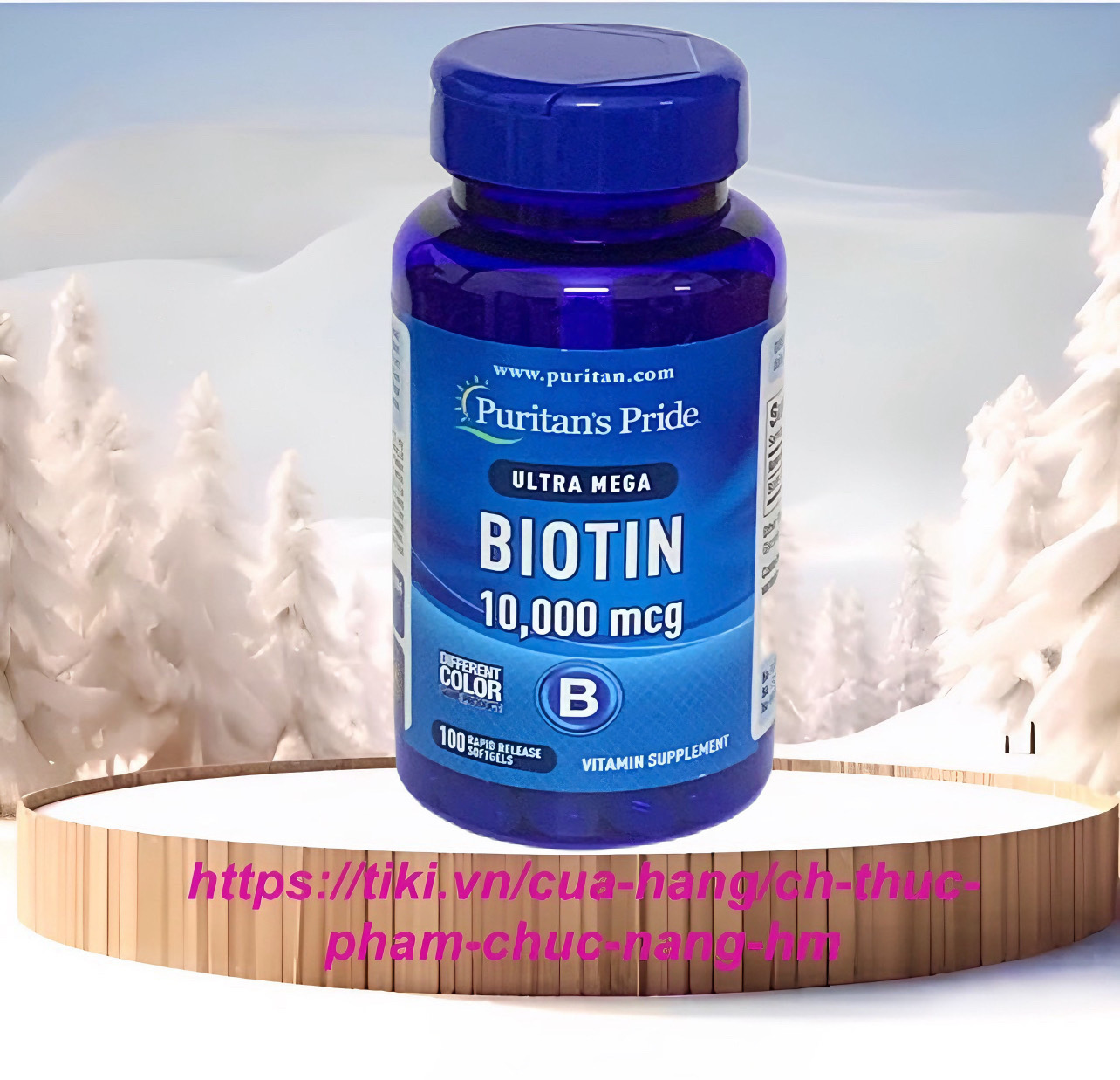 Viên Uống Puritan’s Pride Ultra Mega Biotin -100 viên - Kích Thích Mọc Tóc, Dưỡng Da Móng