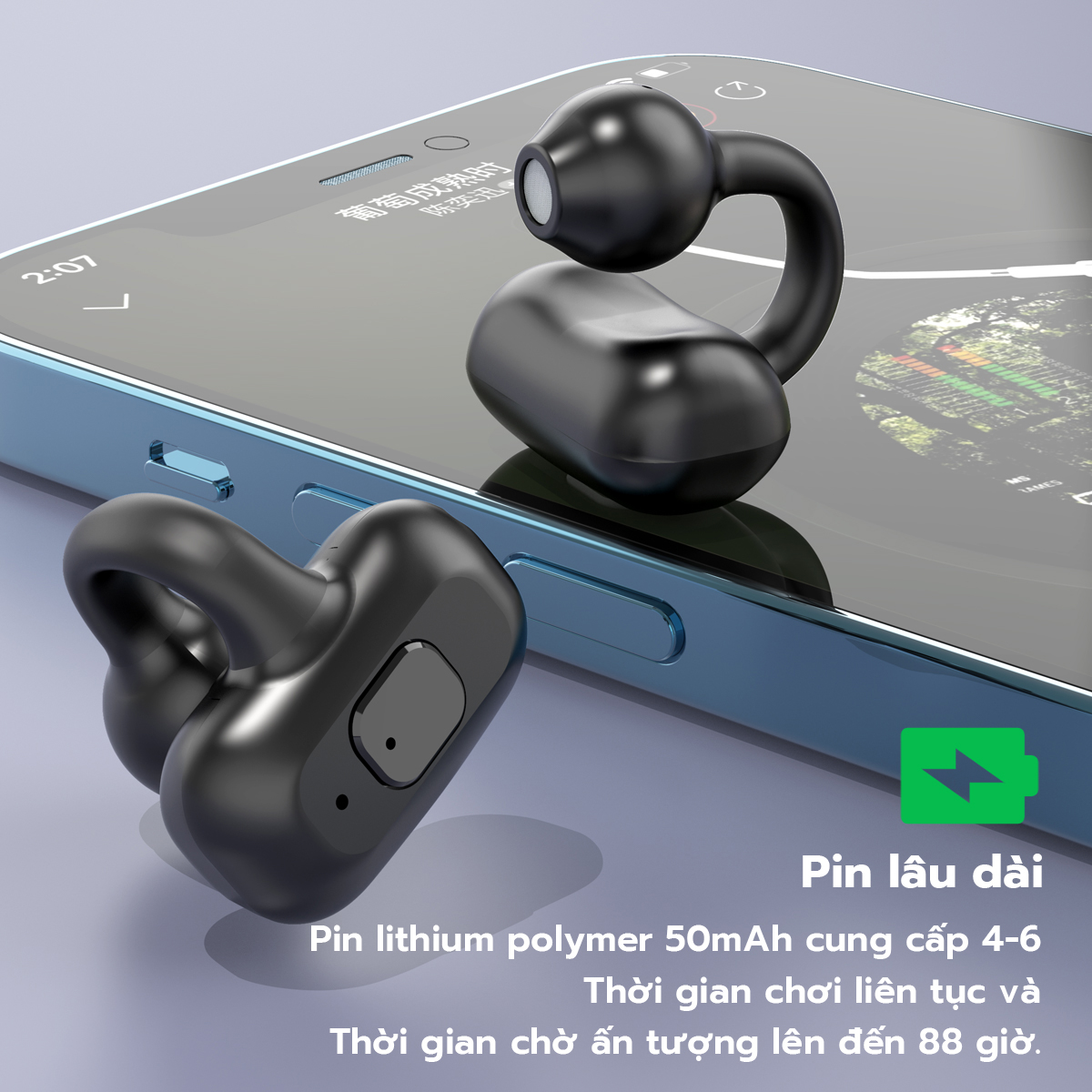 J191 -Tai nghe Bluetooth kẹp dẫn khí GOOJODOQ TWS 5.3 kẹp một tai không dây hỗ trợ kết nối lẫn nhau cho android iphone