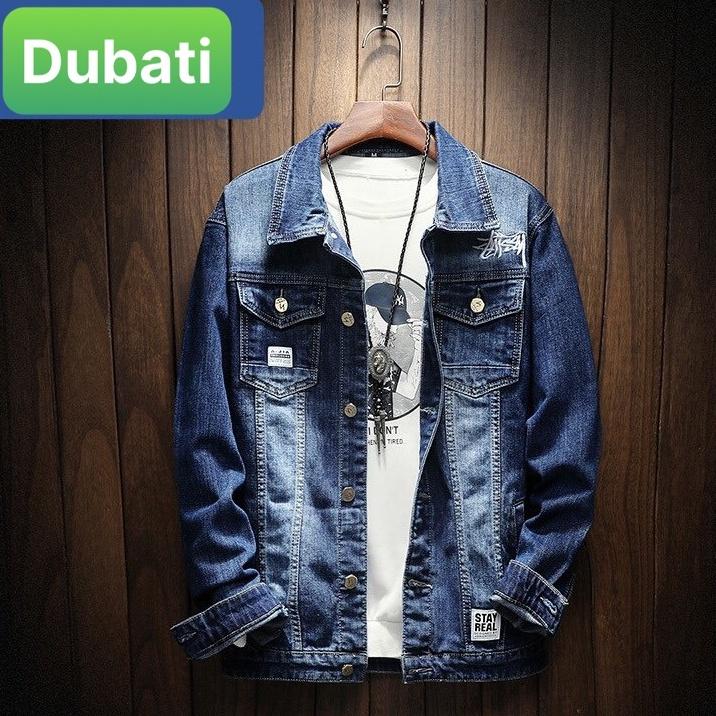 ÁO KHOÁC JEAN NAM XANH ĐẬM CHẤT BÒ CAO CẤP MẪU MỚI SÀNH ĐIỆU- DB 111- DUBATI FASHION