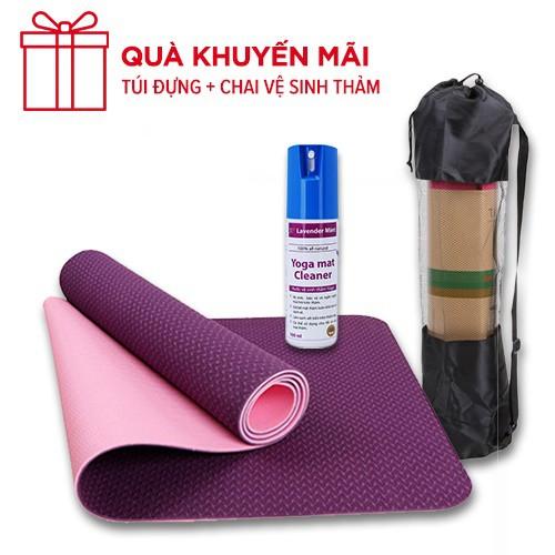 Combo Thảm yoga 6mm TPE 2 lớp + chai xịt vệ sinh ( kèm túi lưới)