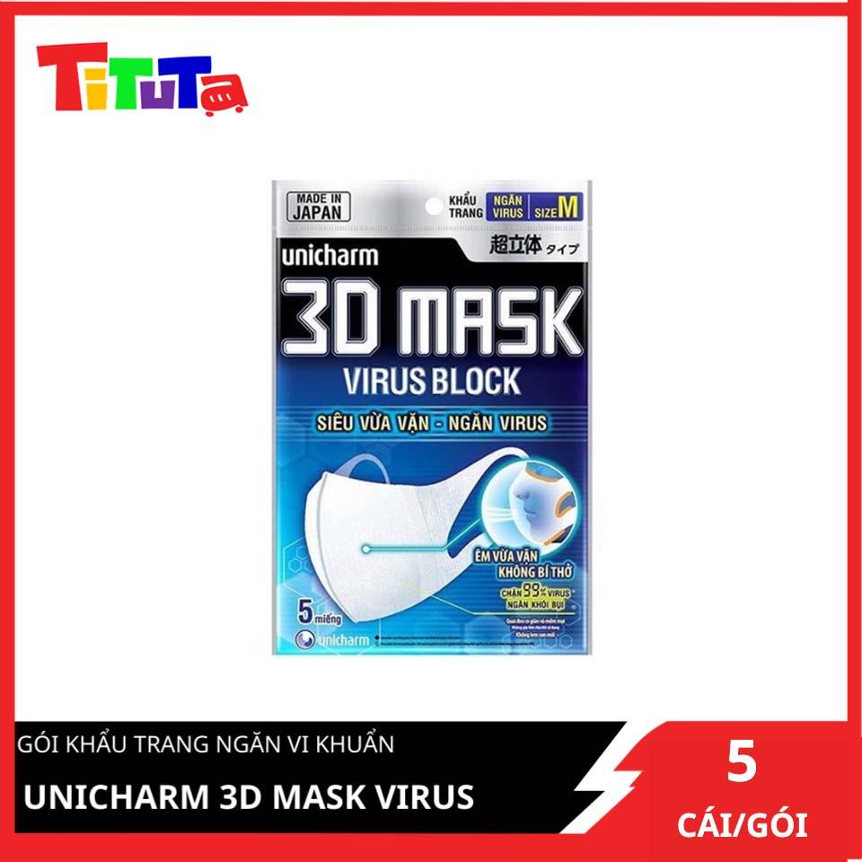 Khẩu Trang Unicharm 3D Mask Virus Block Ngăn Virus (Gói)