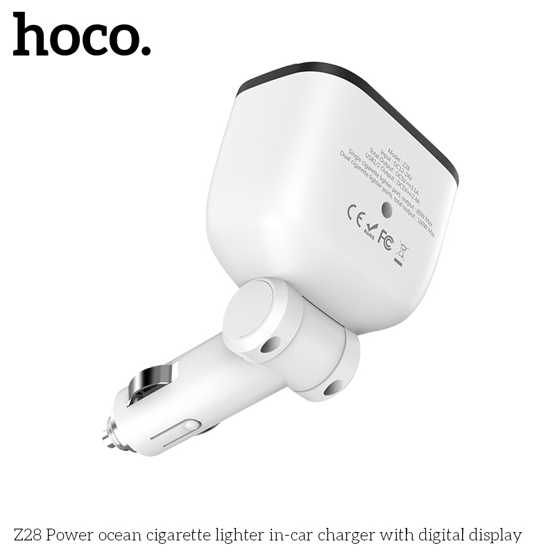 Chia tẩu sạc cho ô tô 1 ra 2 hoco Z28 _ Hàng chính hãng