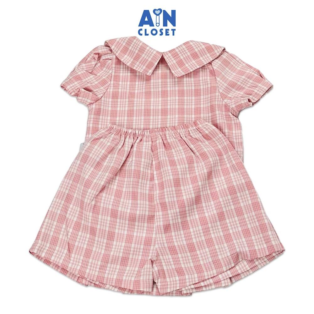 Set vest phối quần váy bé gái họa tiết Caro Hồng Tuytsi - AICDBG5J7PRM - AIN Closet