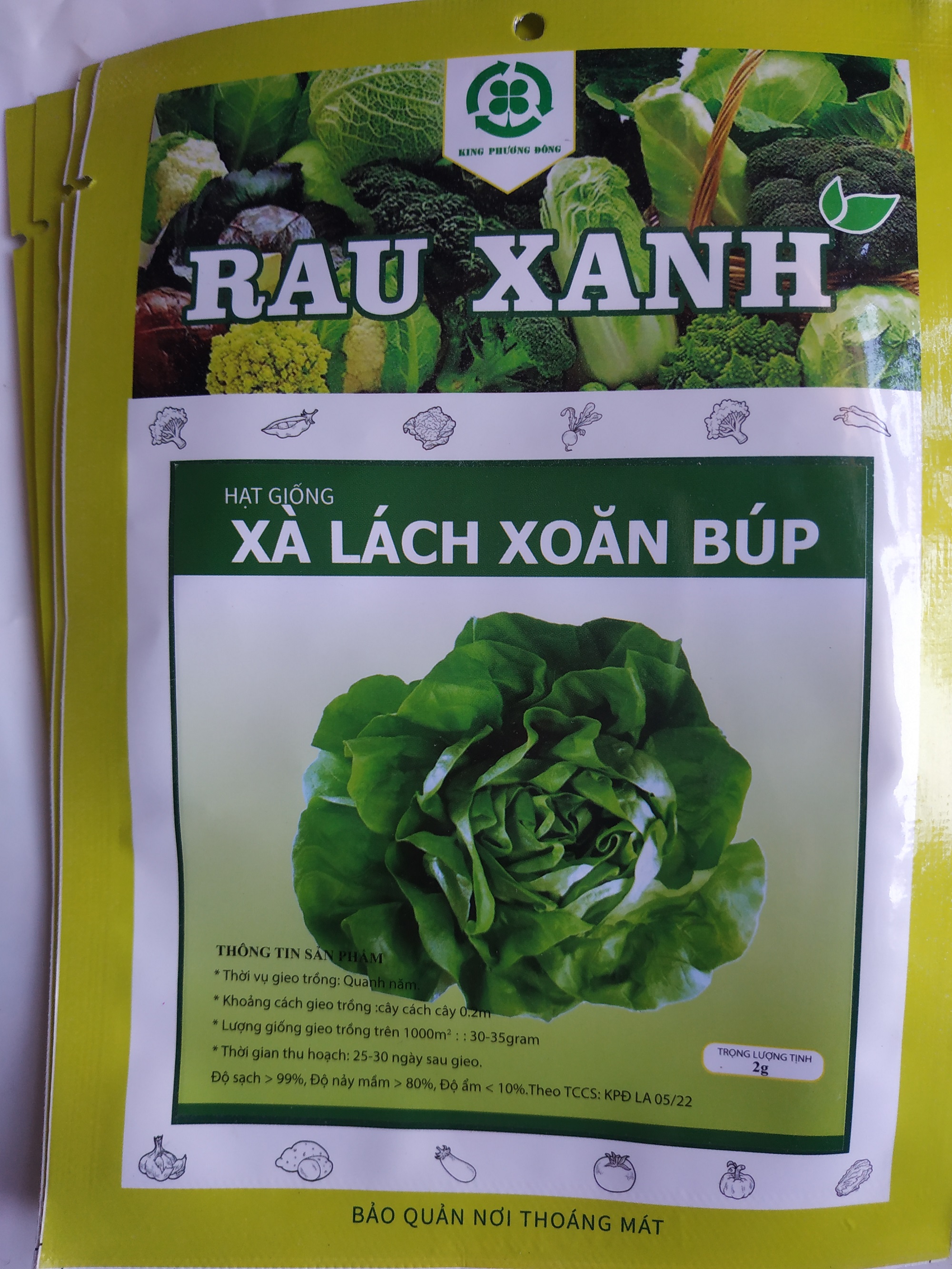 Hạt giống XÀ LÁCH XOĂN BÚP - gói 2 gram