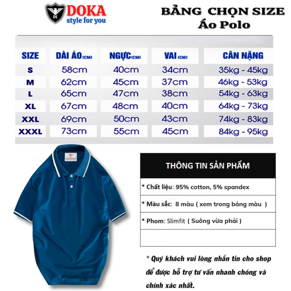 Hình ảnh Áo Polo Nam( Tặng 1 quần lót thái ) Pique Basic Co Giãn Thoáng Khí thương hiệu Doka, combo 2 áo - DBM215