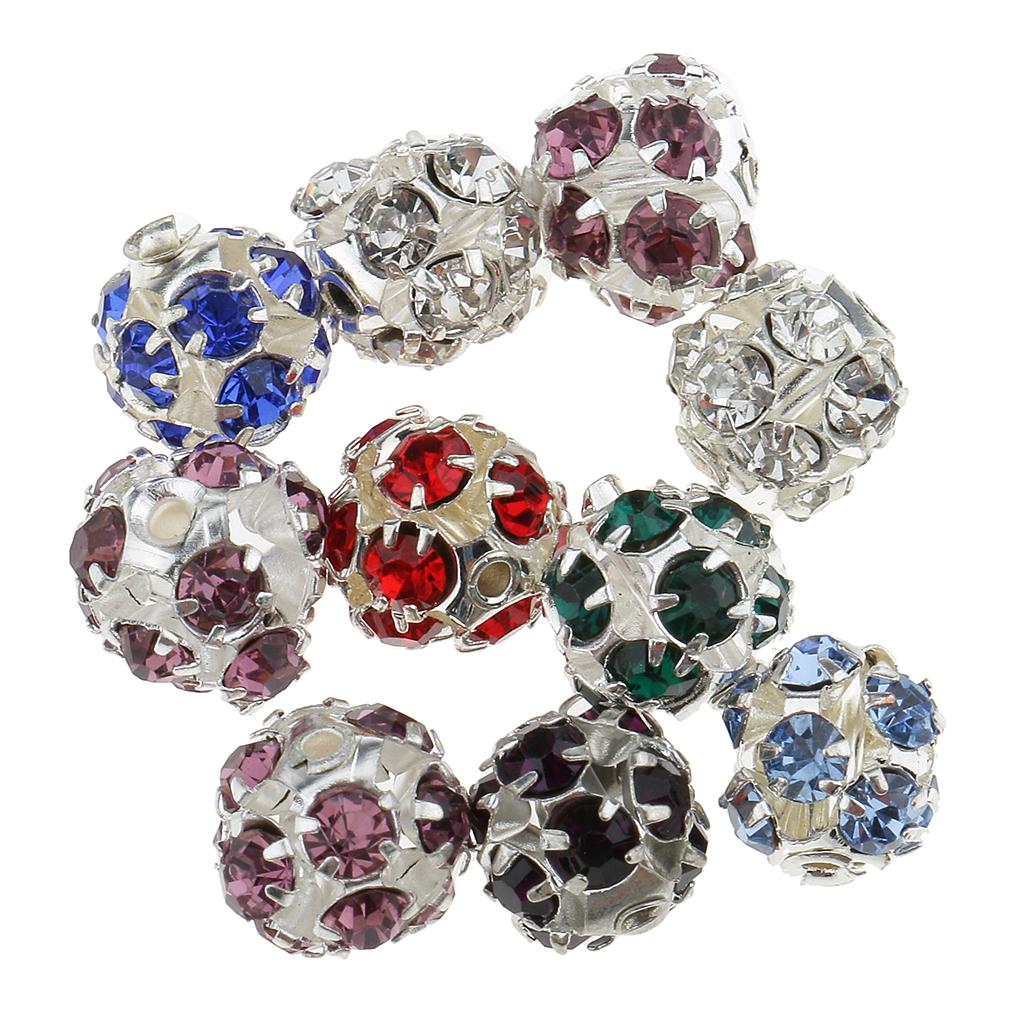 10pcs Round Metal Crystal Beads for Beading Jewelry Making DIY Bracelet 8mm