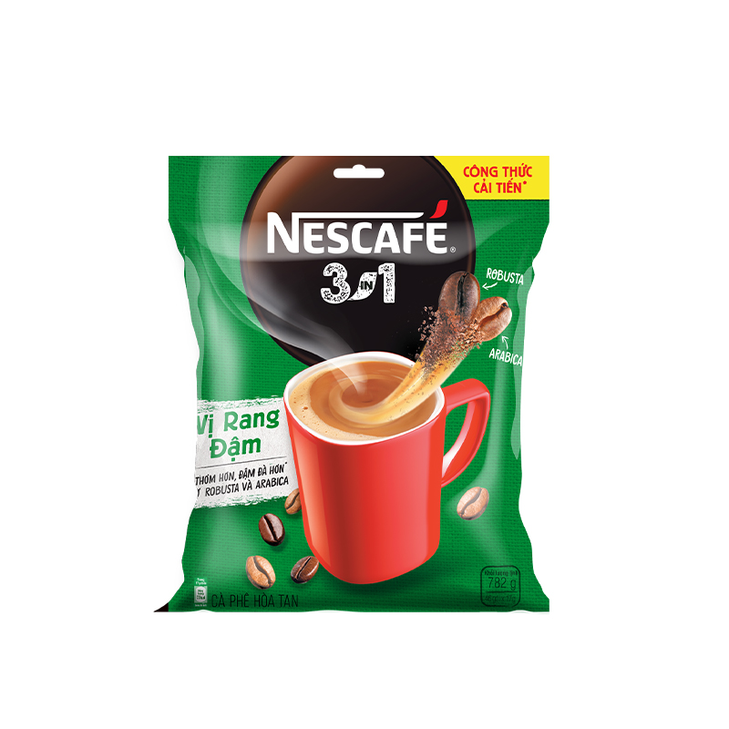 [Tặng bình Jug 1L] Cà phê hoà tan NESCAFÉ 3IN1 công thức cải tiến - vị Rang Đậm (bịch 46 gói x 16g)