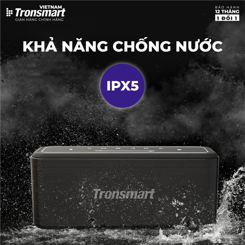 Loa Bluetooth Không Dây Tronsmart Element Mega Pro, BT 5.0, Công suất 60W, Hỗ trợ TWS và NFC ghép đôi 2 loa - Hàng chính hãng