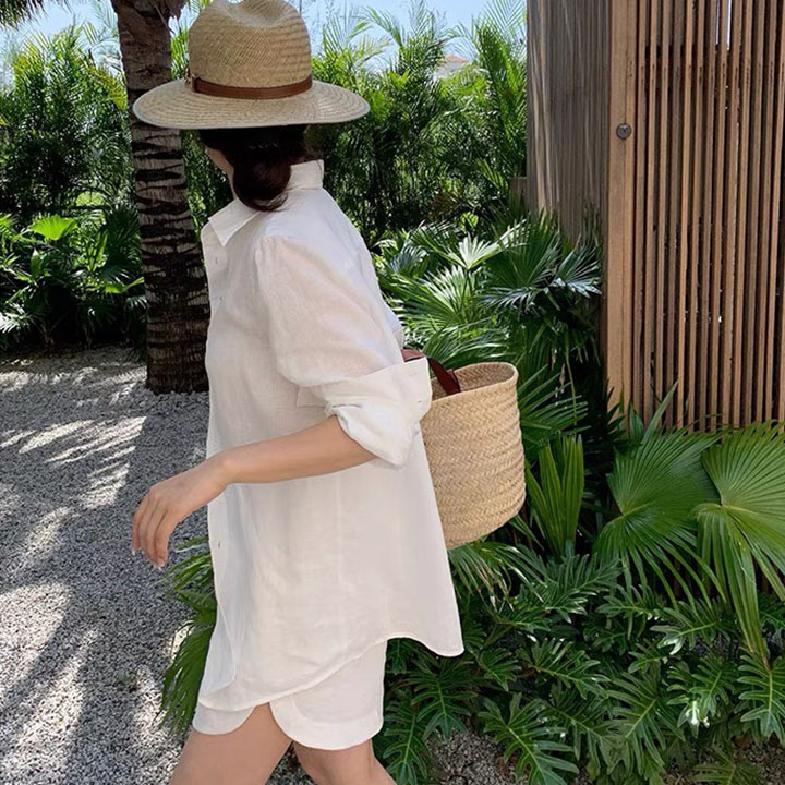 Áo sơ mi nữ công sở form rộng cổ đức ArcticHunter, chất vải linen thô Premium mềm mát sang trọng, thời trang thương hiệu chính hãng