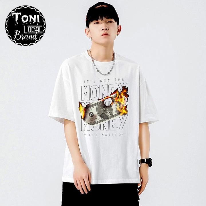 ÁO THUN Tay Lỡ MONEY Local Brand Unisex Cotton 100 Form Rộng Nam Nữ