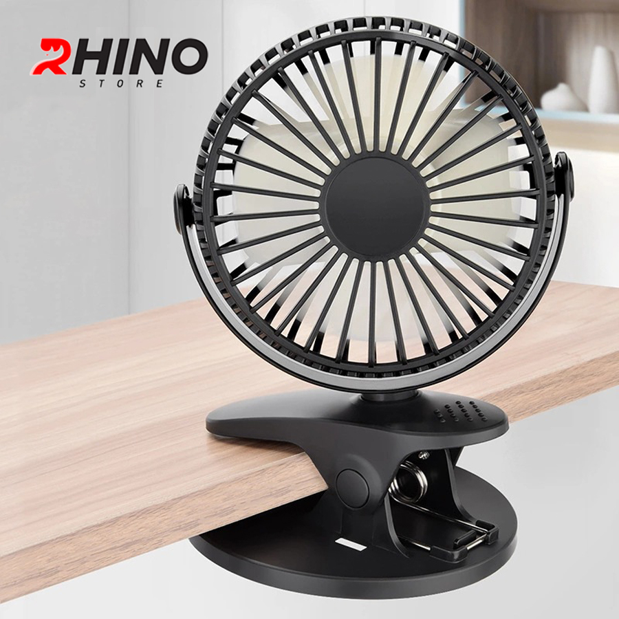 Quạt để bàn văn phòng mini Rhino F201 tích điện 3 mức độ gió - Hàng chính hãng
