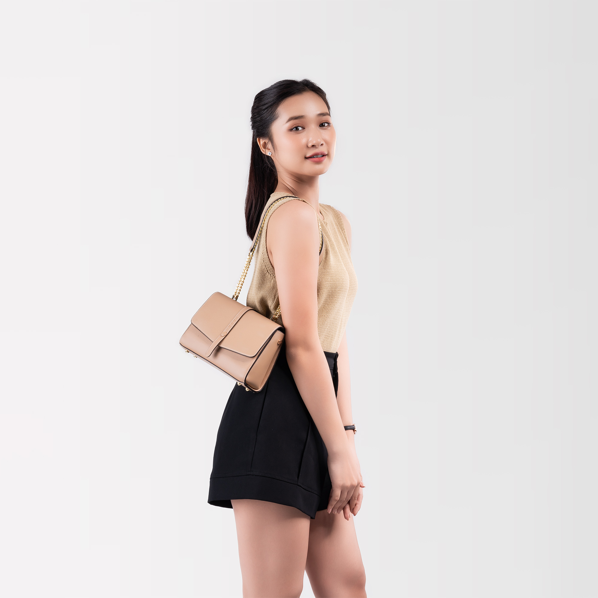 Túi đeo chéo da nữ họa tiết sọc giữa Yuumy Seasand YN148
