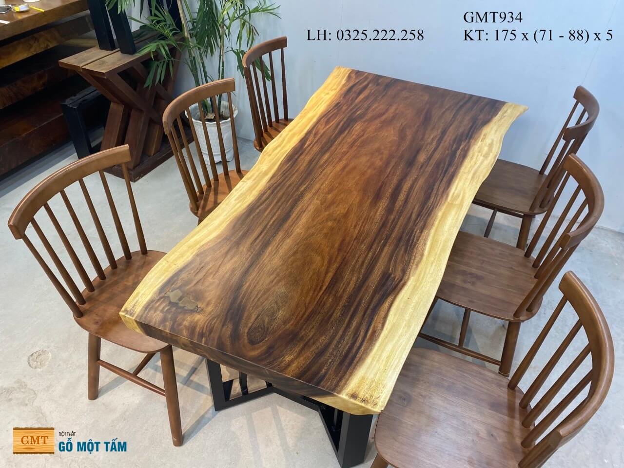Bàn Gỗ Me Tây Nguyên Tấm, Bàn Làm Việc Gỗ Me Tây, Bàn Ăn Gỗ Me Tây Dài 1,75m Rộng 88cm Dày 5cm