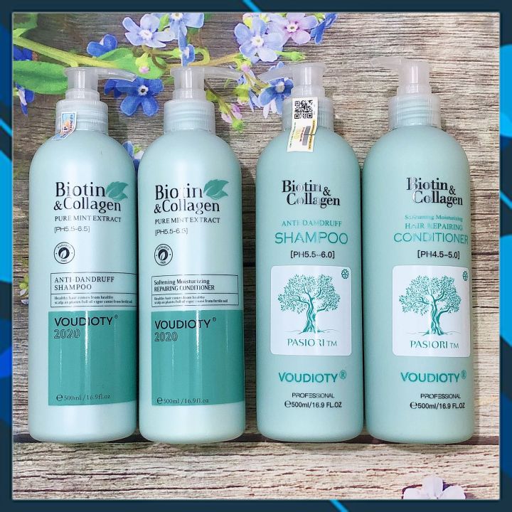 BỘ DẦU GỘI XẢ VOUDIOTY ANTI-DANDRUFF BIOTIN & COLLAGEN XANH BIỂN NEW 2022 NGĂN GÃY RỤNG CHO TÓC GÀU NGỨA 500ML*2