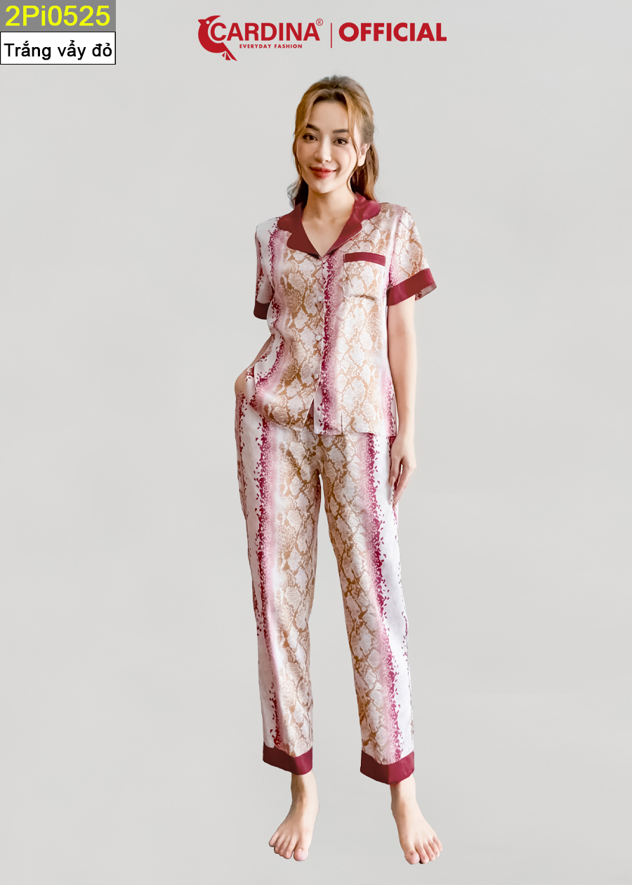 Đồ Bộ Nữ  Pijama Chất Lụa Satin Nhật Cao Cấp Quần Dài Áo Cộc Tay Co Giãn Nhẹ 2Pi05