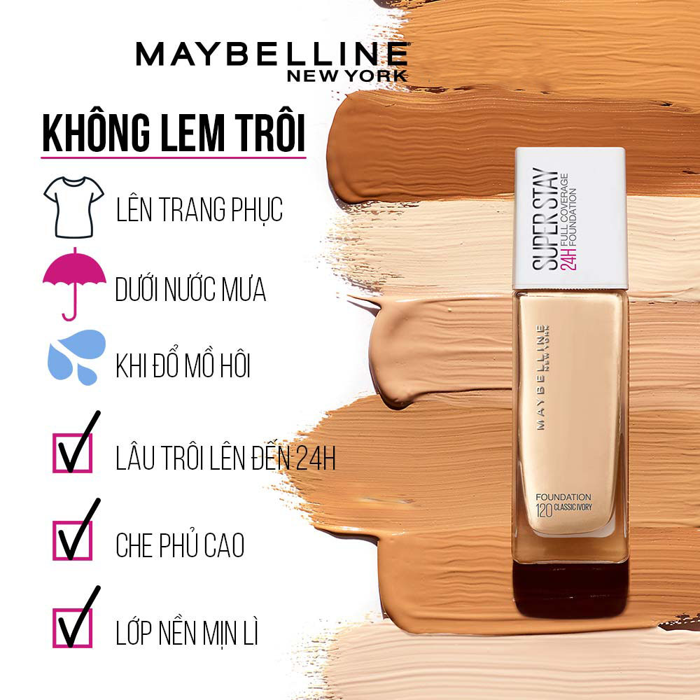 Kem Nền Maybelline Lâu Trôi Siêu Che Phủ Superstay Long Lasting Full Coverage Foundation 30ml