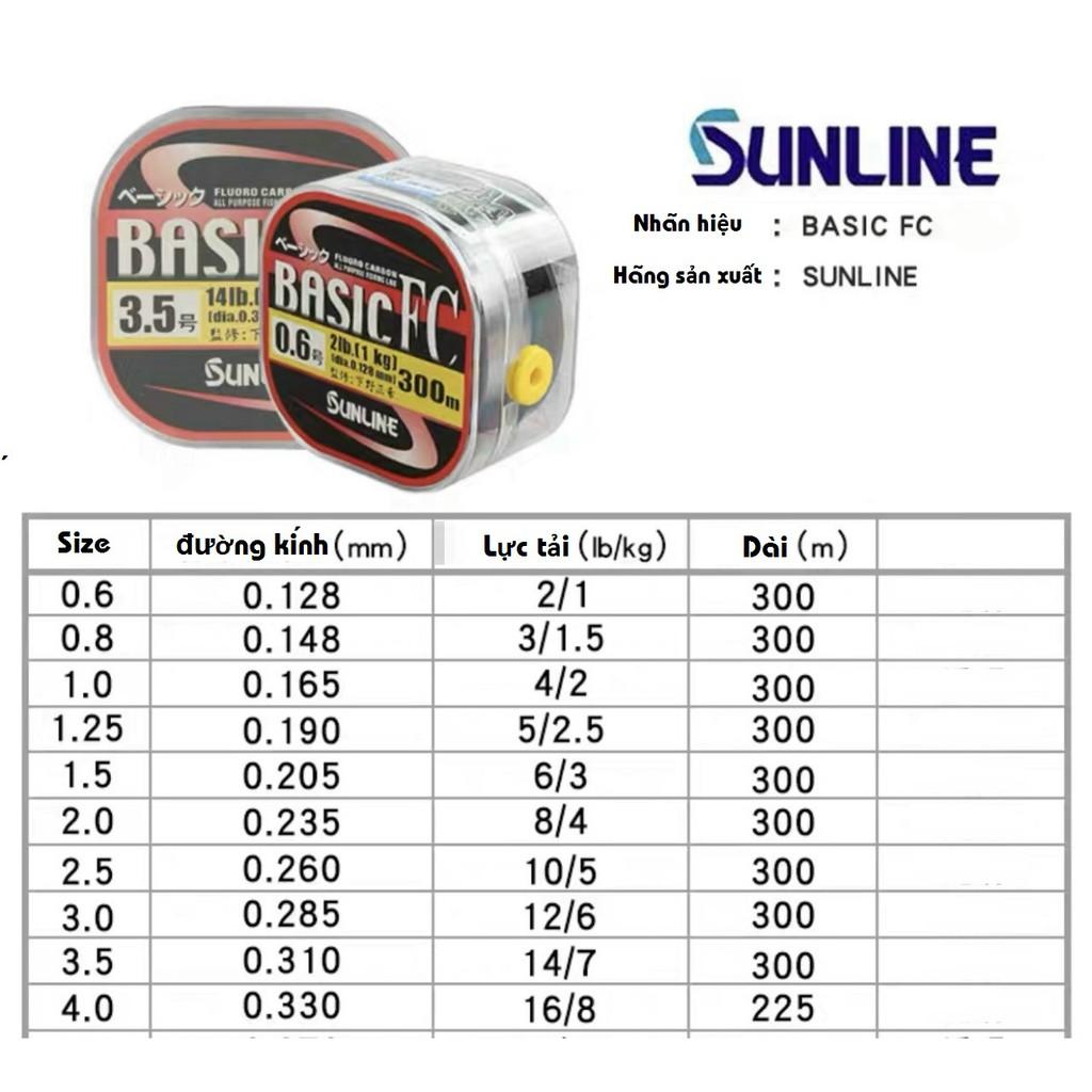 Cước Câu Cá Cao Cấp SUNLINE BASIC FC 300M NHẬP KHẨU