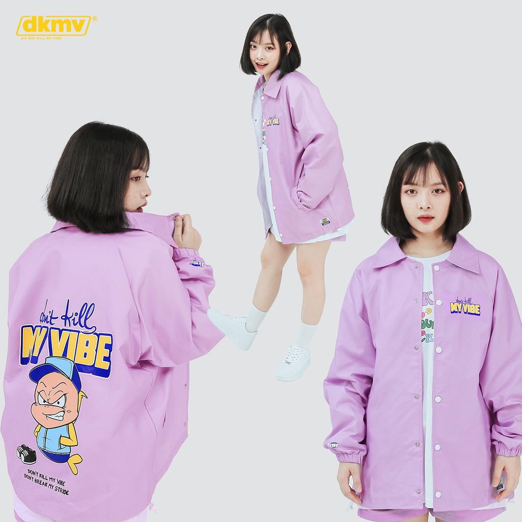 Áo khoác dù nữ màu tím form rộng in hình | DKMV Violet Baseball Jacket