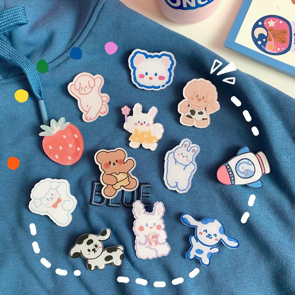 Phụ kiện cài trang trí balo Sticker dễ thương pin cài balo túi vải cute