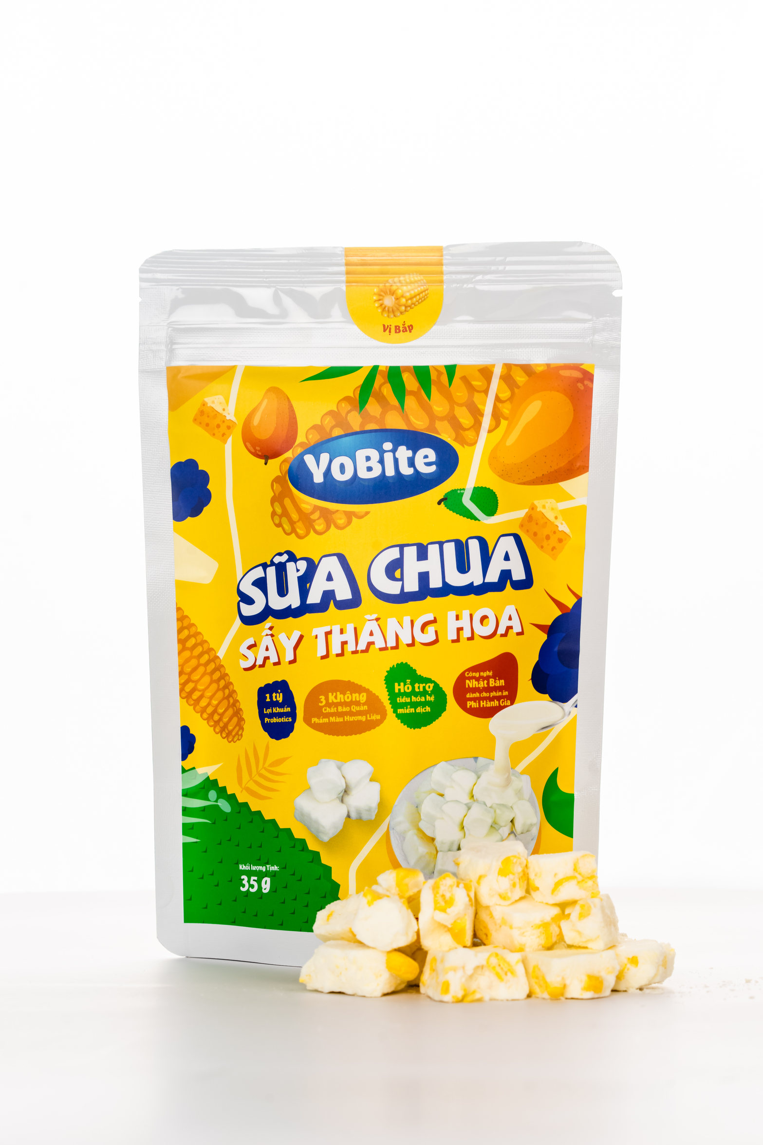 Sữa Chua Sấy Thăng Hoa Yobite-Vị Bắp 35grams- Hỗ trợ tiêu hóa, tăng sức đề kháng